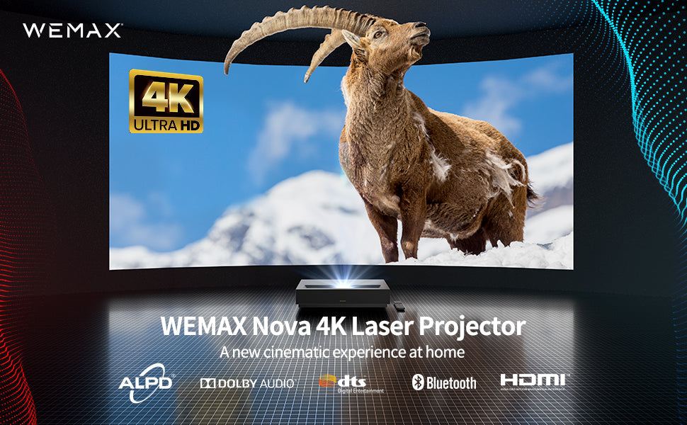 (Renewed) WEMAX Nova 4K UHD Ultra Short Throw Laser Projector | Android TV  | ALPD Laser TV | 80-150 HDR10 | Dolby Audio DTS-HD | UST Projector 