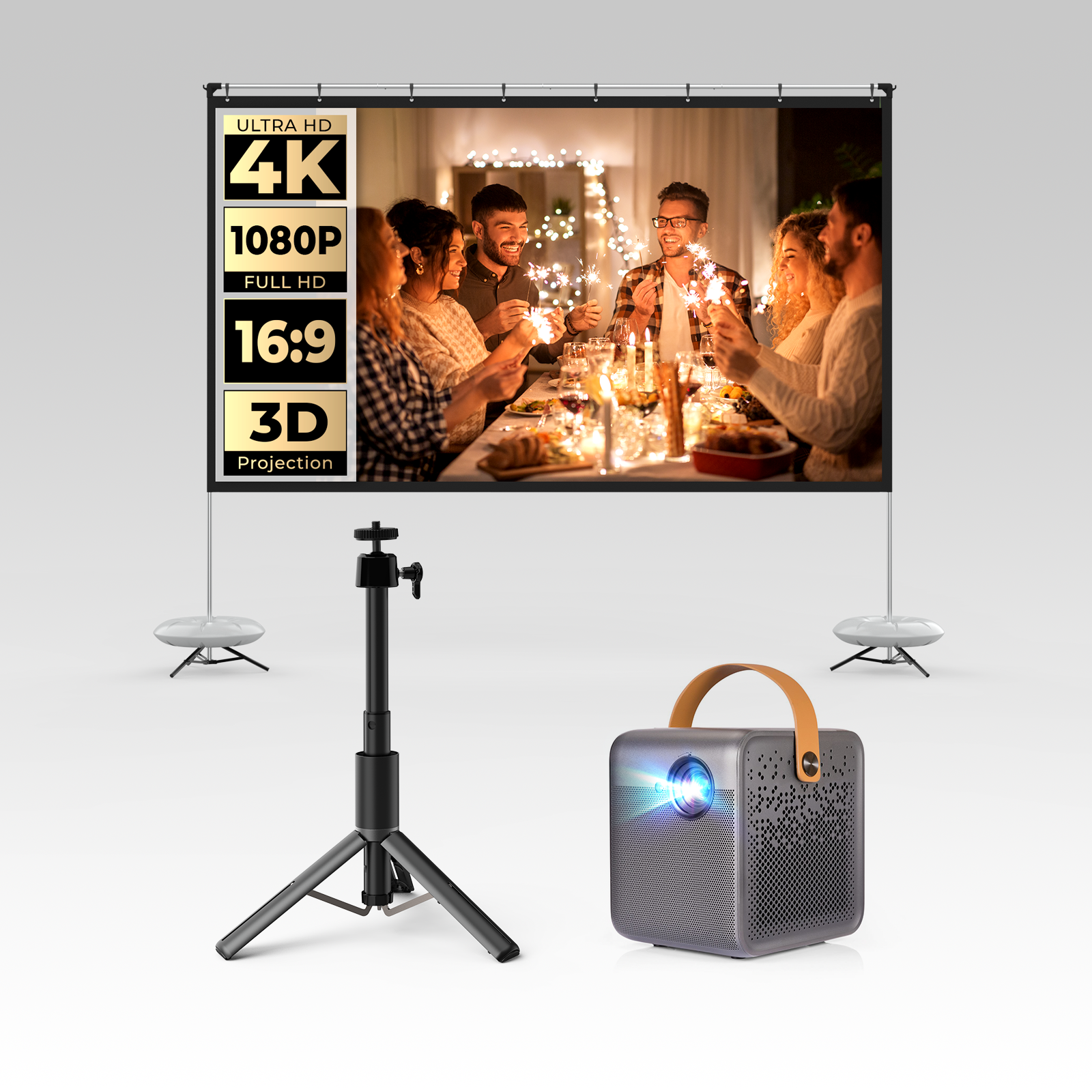 Pocket mini projector SMART WiFi with 4K resolution + LED + Android 9.0 up  to 120 diagonal